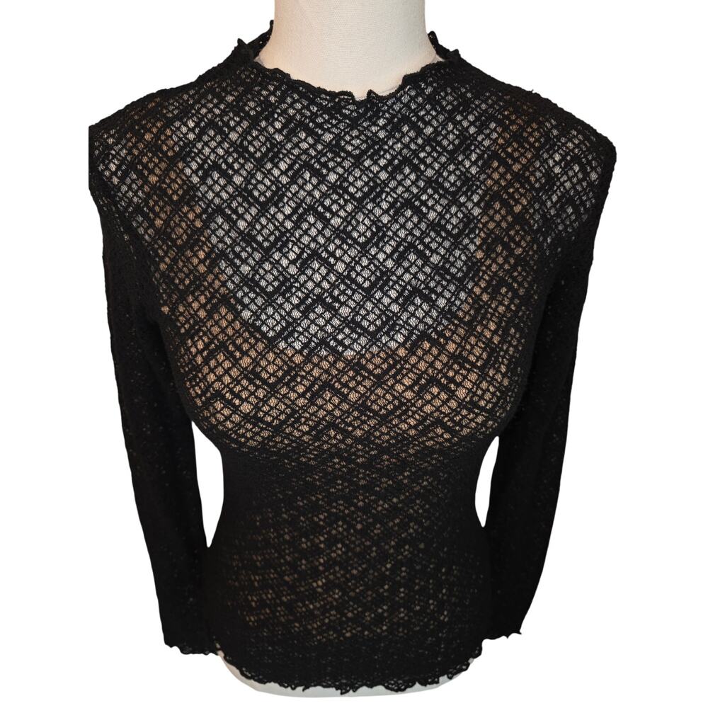 NWOT XS Women's VINCE Black Lace Long Sleeve "Naked" Look Top w/Tank MSRP $268‎ - Picture 3 of 13
